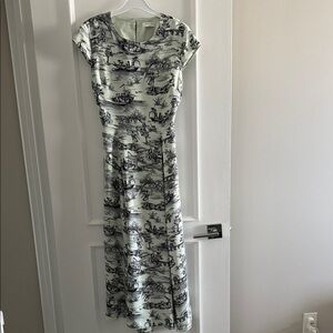 Babaton Mint Green and Black Toile Maxi Dress